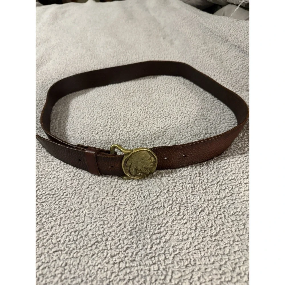 Vintage 70's Solid Brass Indian Head Belt Buckle 40